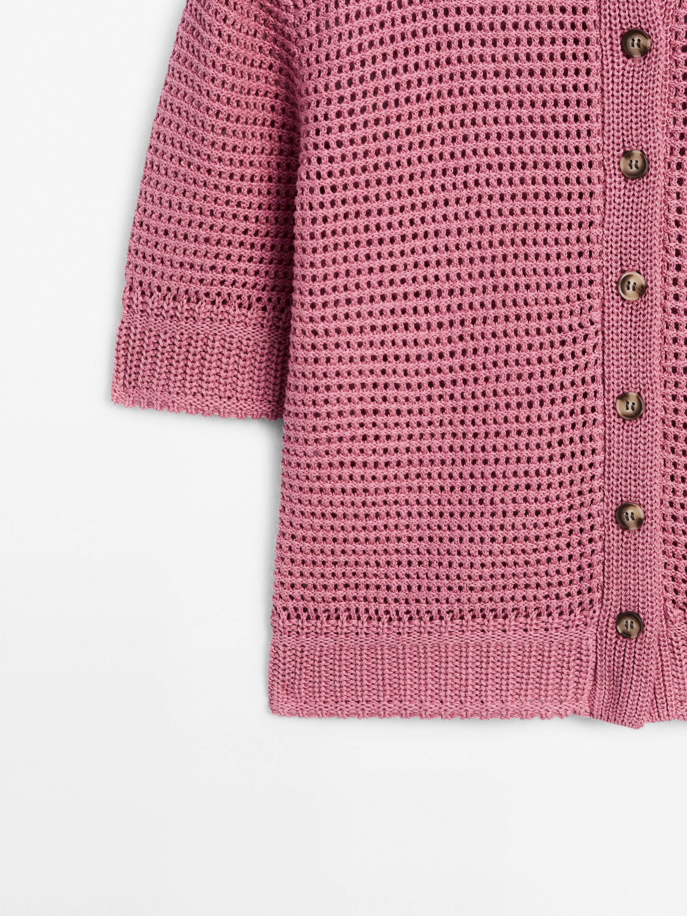 Polo en maille ajourée de coton mélangé